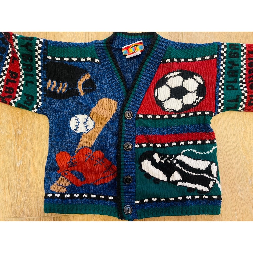 Vintage 90's Hot Cashews Baseball Theme Youth Long Sleeve Button Up Sweater - Picture 4 of 7